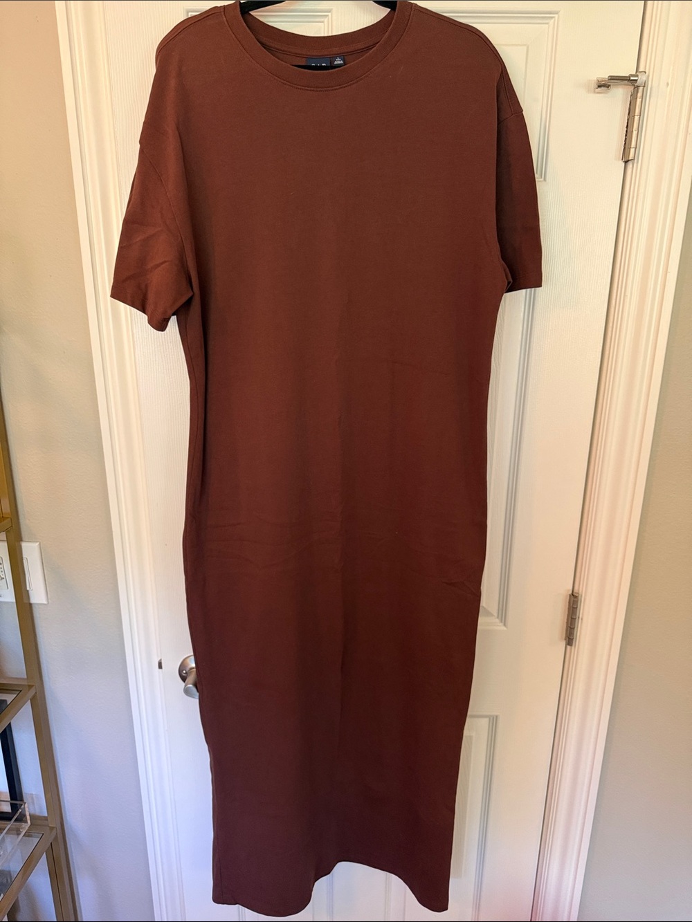 GAP Short-Sleeve TShirt Midi Dress in Rich chocolate Brown